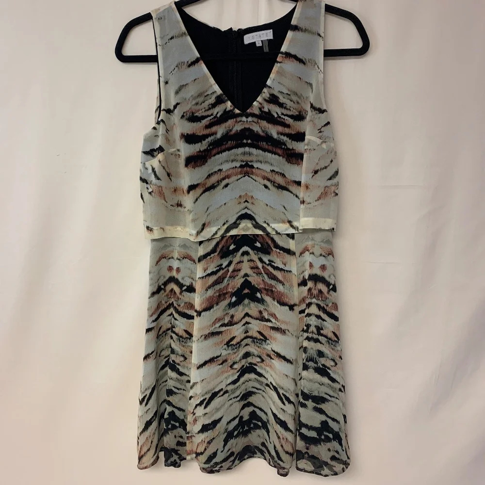1.State dress womens  SZ S reptile print sheer overlay 80’s feminine retro mini